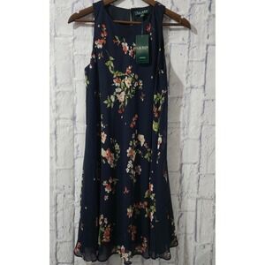 Lauren Ralph Lauren Navy Floral Sleeveless Dress Size 8